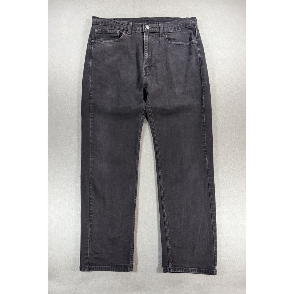 Mens Levis 505 Black Denim Jeans Size 36x30 (Fits 34x29) Faded Straight Fit